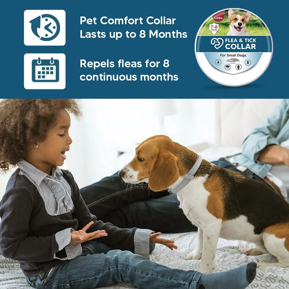 Effective Dog Flea & Tick Collar for Small Dogs, Lasts Up to 8 Months, Easy Application - 2 Pack
