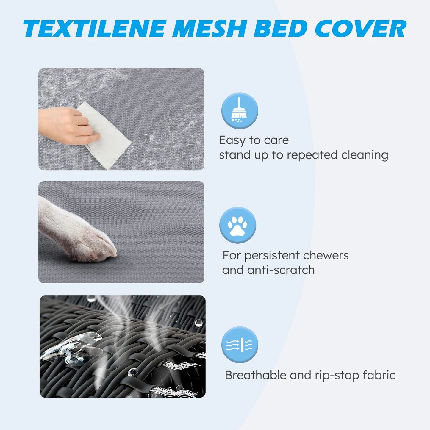 Elevated Dog Bed, Cooling Raised Pet Cot with Chew Proof Washable Breathable Mesh and Metal Frame, Portable.
