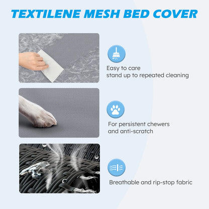 Elevated Dog Bed, Cooling Raised Pet Cot with Chew Proof Washable Breathable Mesh and Metal Frame, Portable.