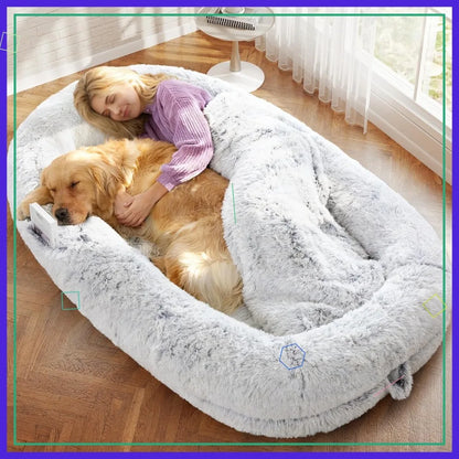 75x43 Inch Orthopedic Human Dog Bed, Waterproof Washable Cover, Soft Calming Lounger for People & Pets