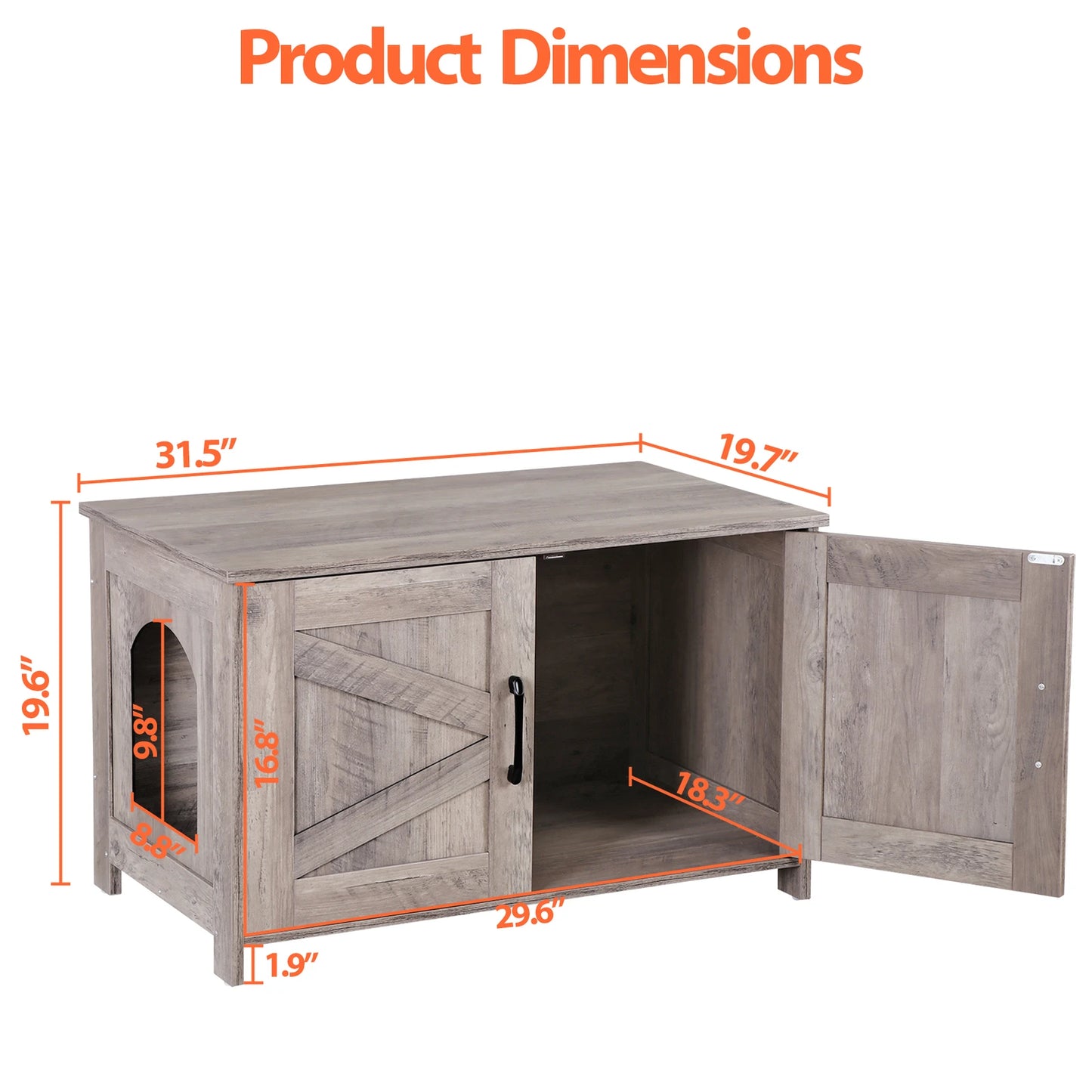 Cat Litter Box Enclosure Litter Box Furniture Hidden Wood Litter Cabinet Greige