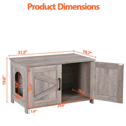 Cat Litter Box Enclosure Litter Box Furniture Hidden Wood Litter Cabinet Greige