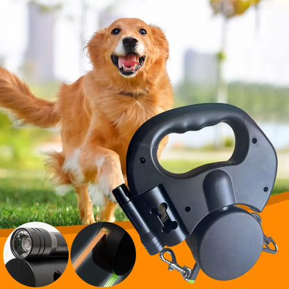 Double Headed Dog Leash Traction Rope with LED Light Retractable Dog Leash for Small Medium Dogs
