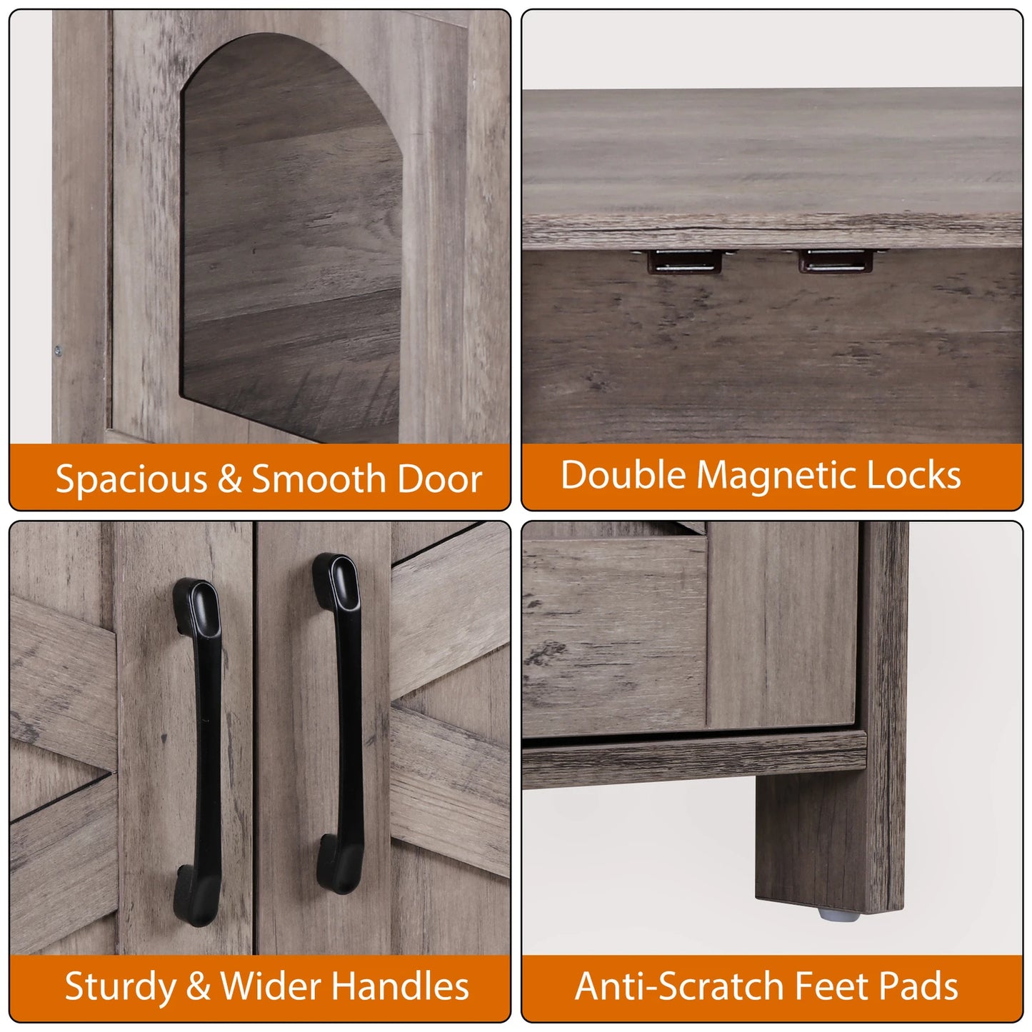 Cat Litter Box Enclosure Litter Box Furniture Hidden Wood Litter Cabinet Greige