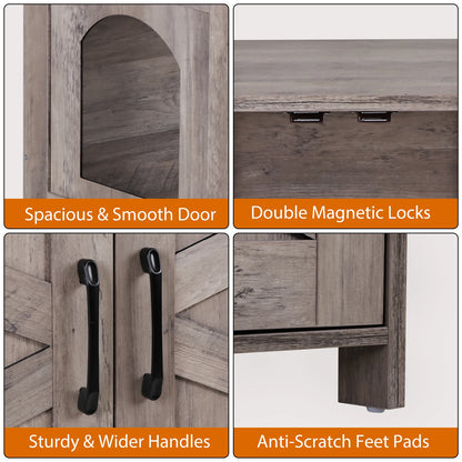 Cat Litter Box Enclosure Litter Box Furniture Hidden Wood Litter Cabinet Greige