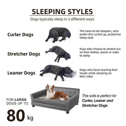 Elevated Dog Bed Sofa Mat Microfiber Leather Cover for Large Pet Snuggle Lounge Chair with Removable Cushion