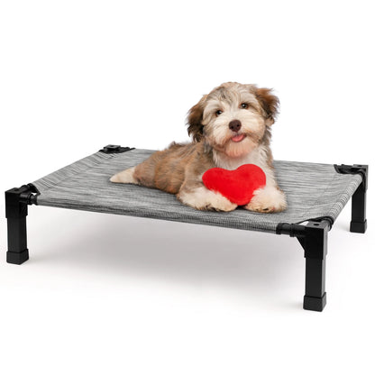 Elevated Dog Bed, Cooling Raised Pet Cot with Chew Proof Washable Breathable Mesh and Metal Frame, Portable.