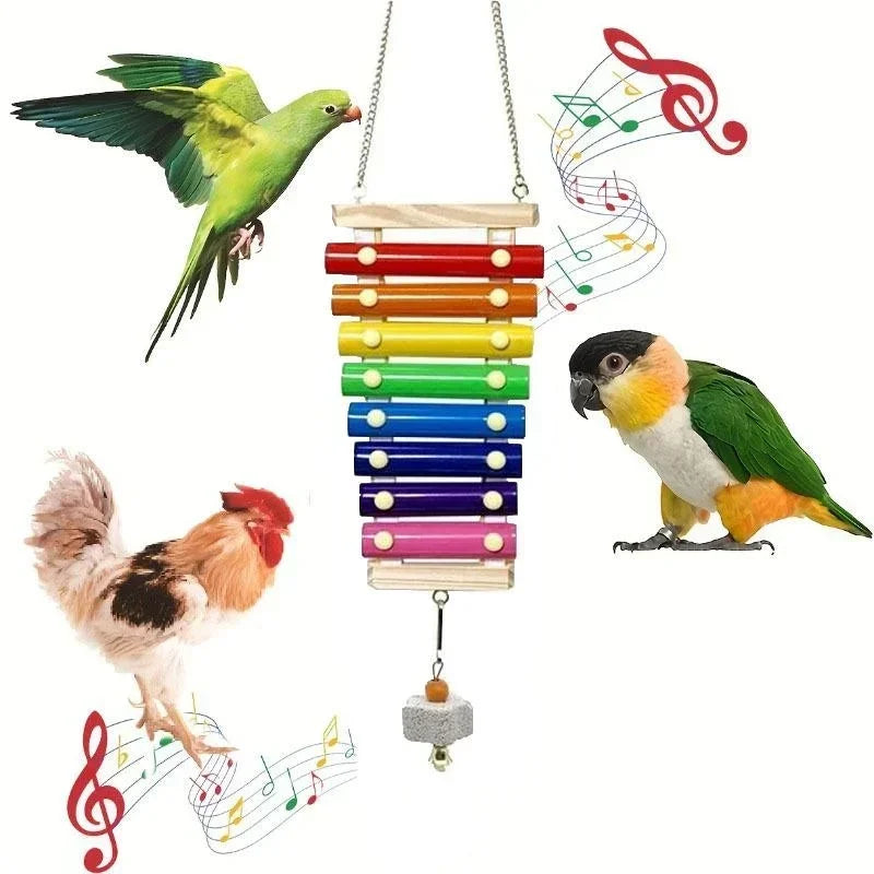 Colorful Bird Xylophone Toy Parrots Chicken Toys Bird Cage Toy Accessories