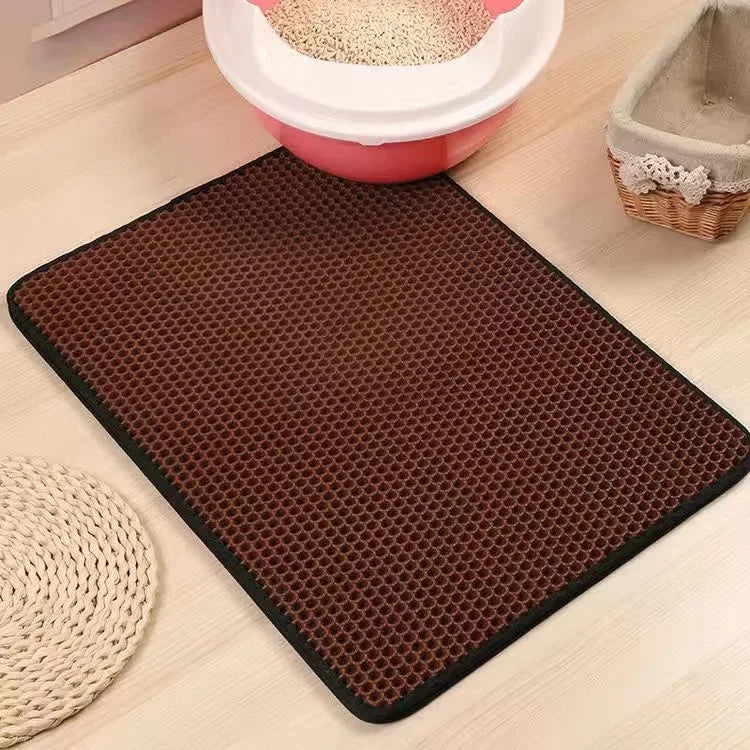 Cat Litter Mat With Gift Double Layer Waterproof Pet Litter Box Mat Non-slip Sand Cat Pad Washable Bed Mat