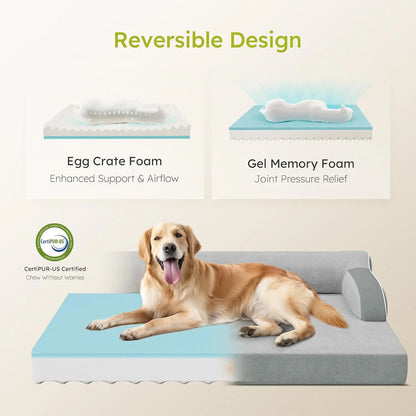 Extra Large Orthopedic Dog Bed with Cooling Memory Foam, Washable Waterproof Cover and Nonslip Bottom for Comfort