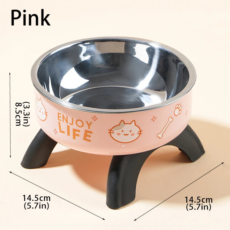 Elevated Pet Food Bowl Anti-slip Raised Stainless steel Cat Food Water Bowl with Stand Pet Feeding Drinking Bowls