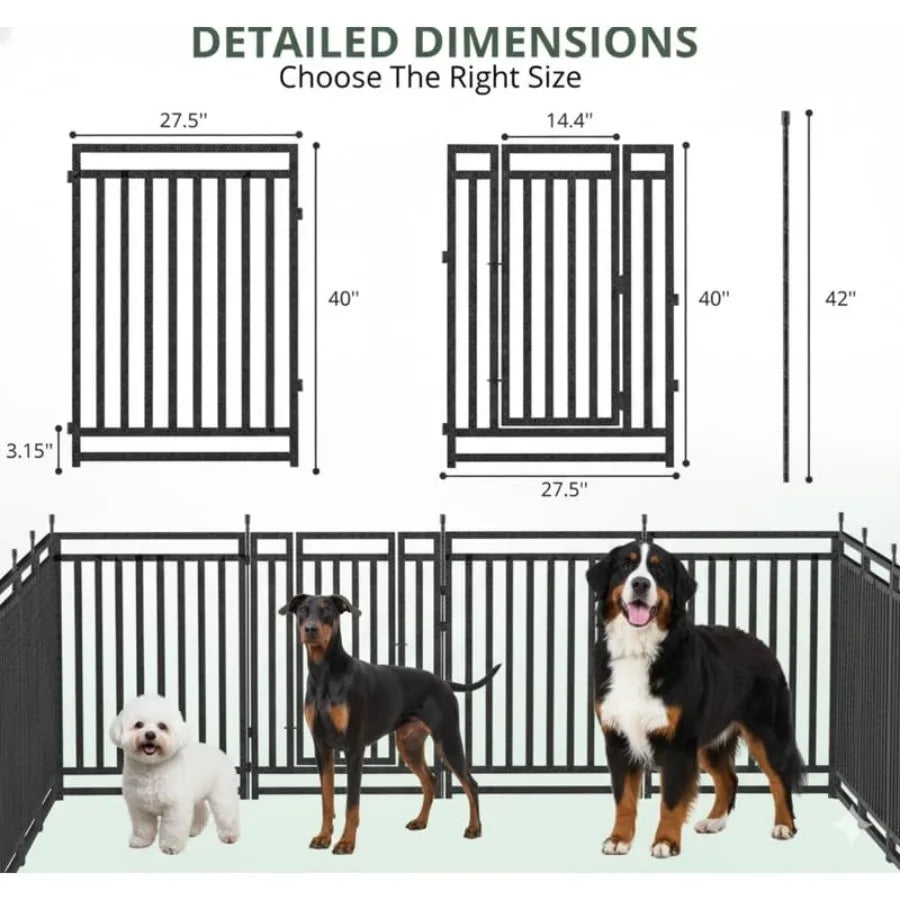 Dog Playpen Dog Fence Outdoor for Yard"H with Sturdy Portable Puppy Playpen for Indoor Outdoor RV Camping Use - Black Silver