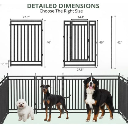 Dog Playpen Dog Fence Outdoor for Yard"H with Sturdy Portable Puppy Playpen for Indoor Outdoor RV Camping Use - Black Silver