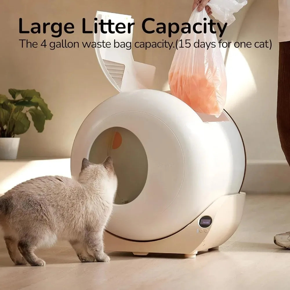 Self Cleaning Litter Box | APP + Automatic (All Cats Compatible) | Odor Control, Spacious Interior & Large Wastes Bin