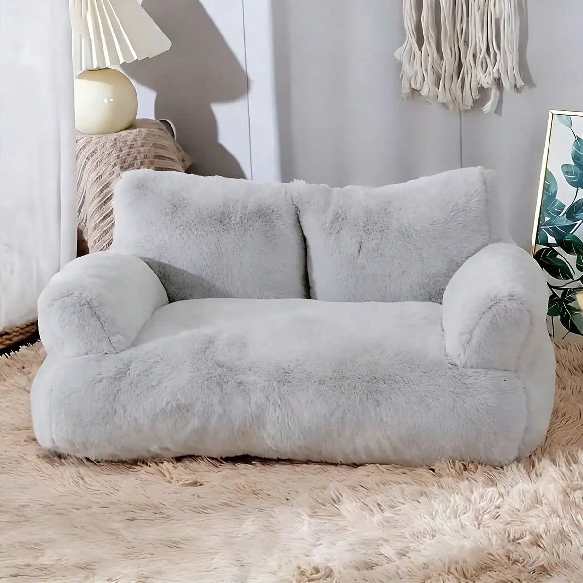 Dog Sofa, Small Dog And Cat Supportive Bed For Small Dogs, With Colorful Elastic Balls For Playing With Cats, Featuring A Removable And Washable Cover, Fluffy Cat Sofa With A Non-Slip Bottom