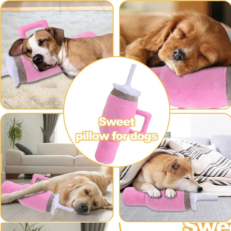 Cute Pink Squeaky Dog Cup Toy - Safety Design Chew Toy for Small/Medium/Large Dogs Exercise & Birthday Accompany