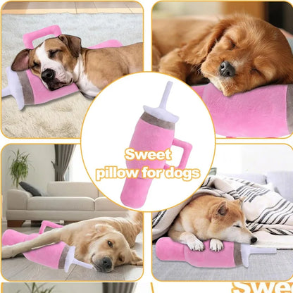Cute Pink Squeaky Dog Cup Toy - Safety Design Chew Toy for Small/Medium/Large Dogs Exercise & Birthday Accompany