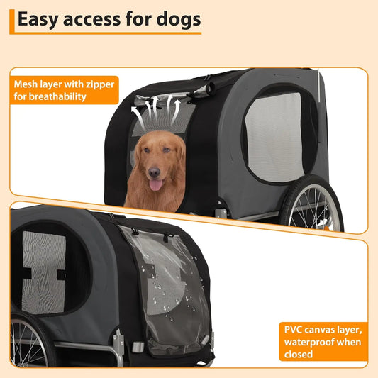 Steel Dog Bike Trailer with Universal Bicycle Coupler Folding Pet Cart Bicycle Carrier Max 40kg Water Resistant Pet Bike Trailer