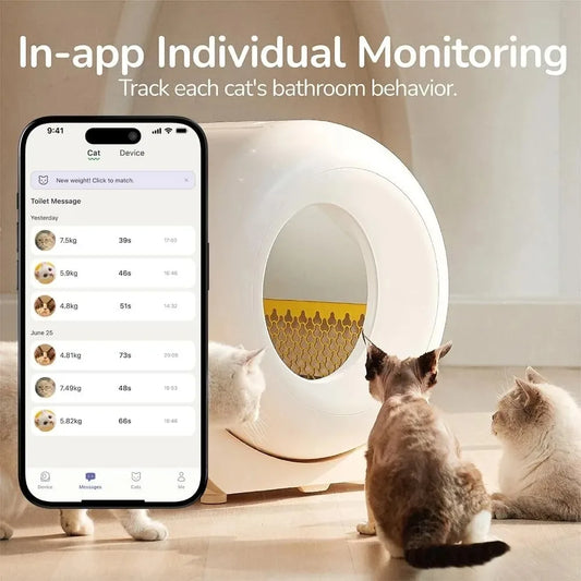 Self Cleaning Litter Box | APP + Automatic (All Cats Compatible) | Odor Control, Spacious Interior & Large Wastes Bin