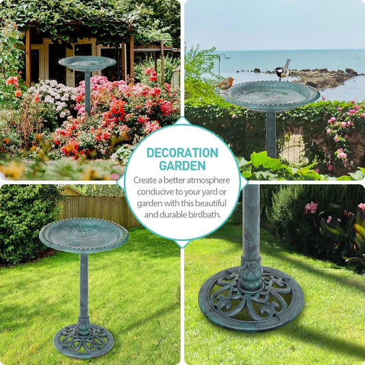 28 Inch Height Polyresin Bird Bath Antique Outdoor Garden Decor Vintage Yard Art
