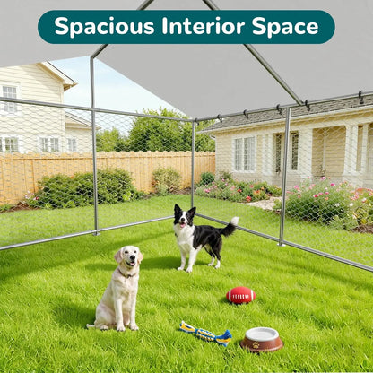 10'x10' Large Outdoor Dog Kennel Outside for Large Dogs, Heavy Duty Dog Enclosure with Wire Mesh