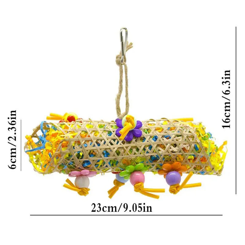 3pcs Parrot Bird Toy Small Parrot Chewing Toys Hanging Cage Paper Strings Wire Drawing Takraw Toys Cage Decoration Bird Supplies