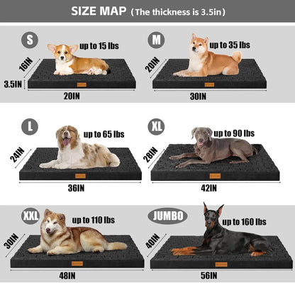 Orthopedic Dog Bed XL 48x30 Inch, Waterproof Egg Crate Foam Pet Bed with Removable Washable Cover, Non-Skid Bottom