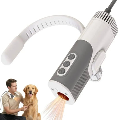 Hands-Free Dog Dryer for Pet Grooming 110 000 RPM High Velocity Pet Hair Dryer 1300W Powerful Neck Hanging Design 3 Speeds