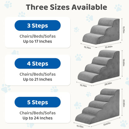 JHK 3-5 Step High-Density Foam Dog Stairs Ramp for Small Dogs Curved Pet Dog Steps Indoor Non-Slip Pet Ramp Stairs