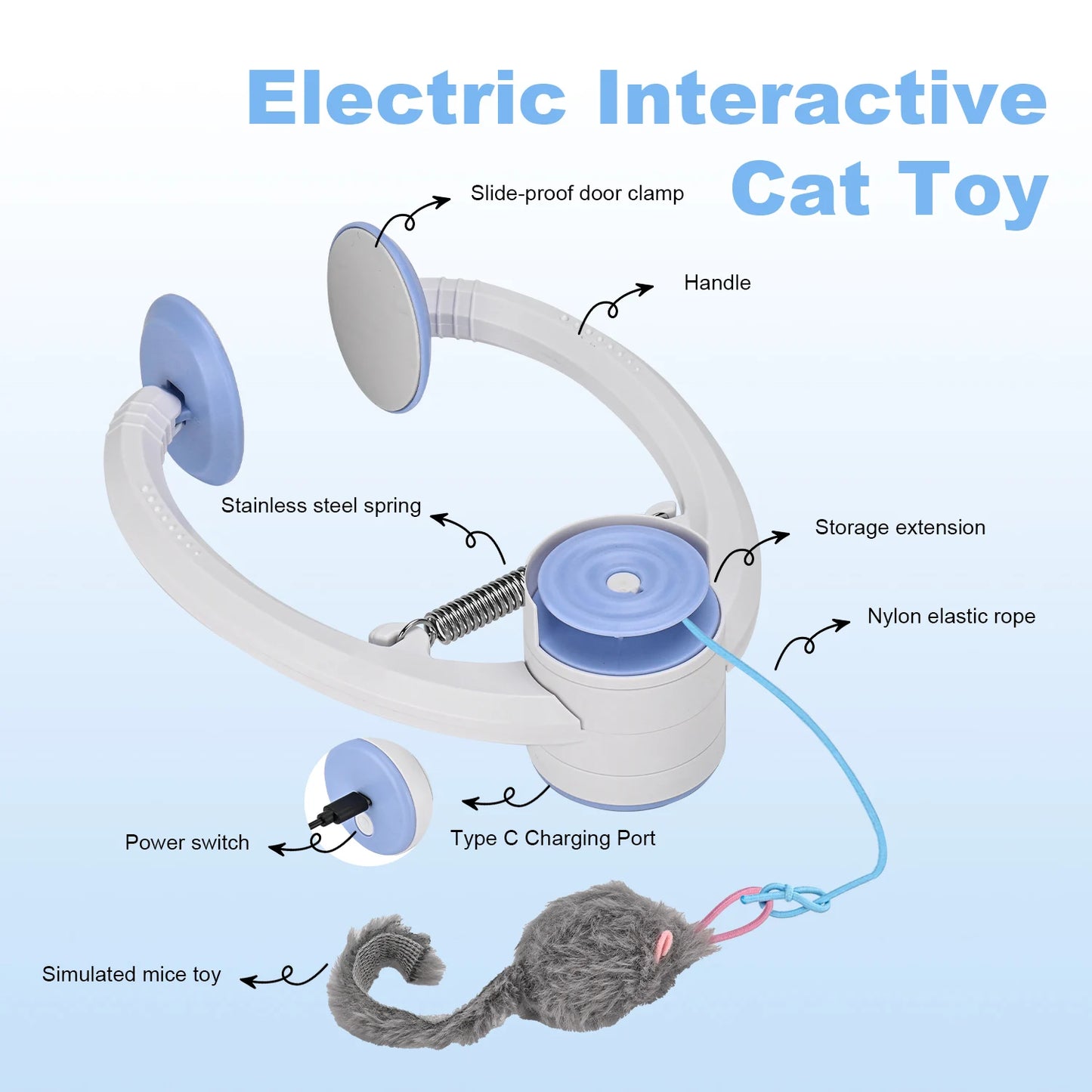 Cat Toys Electric Door Hanging USB Rechargeable Self Play Retractable