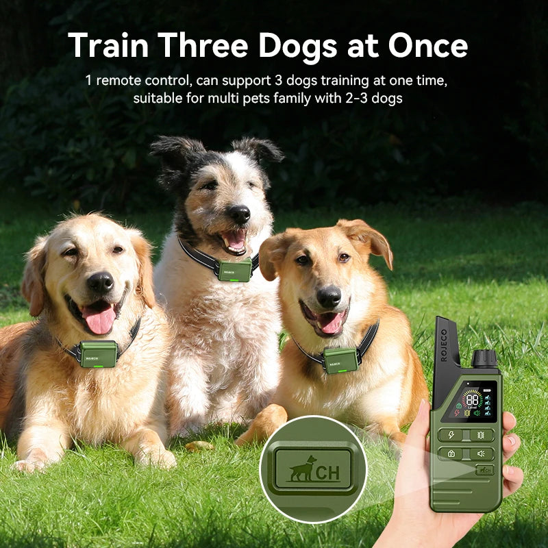 ROJECO Electric Dog Training Collar Remote Control Rechargeable Bark Control Stop Shock Collar