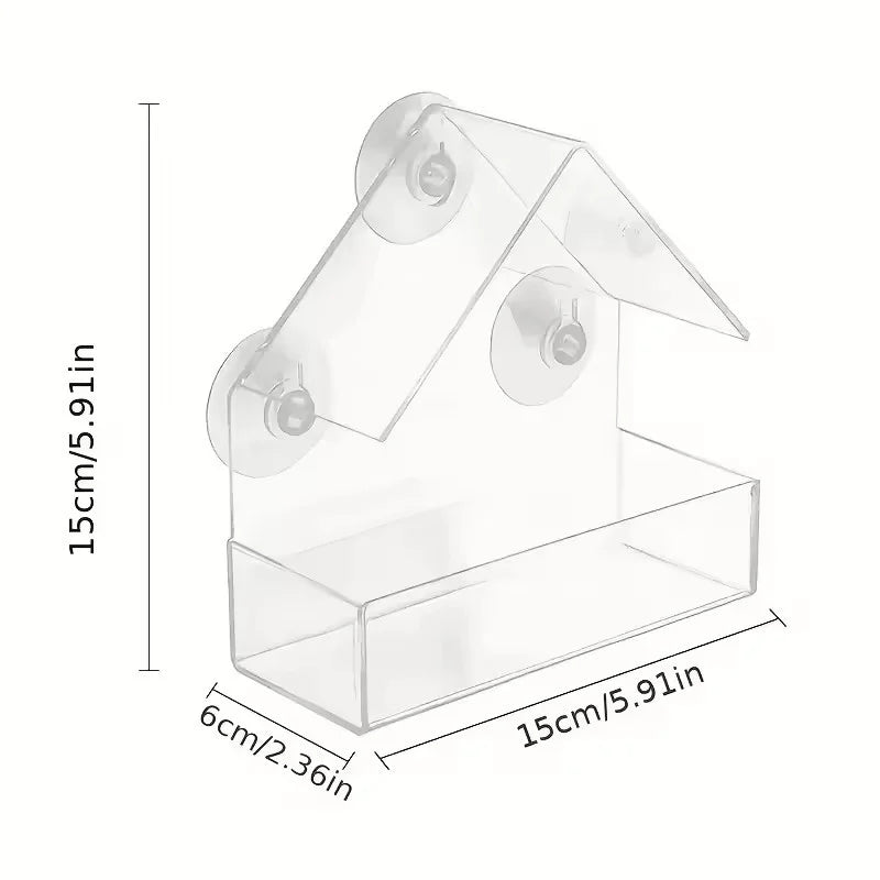 Acrylic Bird Feeder Clear Window Outside with Suction Cup for Garden Outdoor Backyard Wildlife Birding