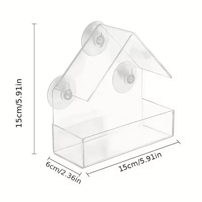Acrylic Bird Feeder Clear Window Outside with Suction Cup for Garden Outdoor Backyard Wildlife Birding
