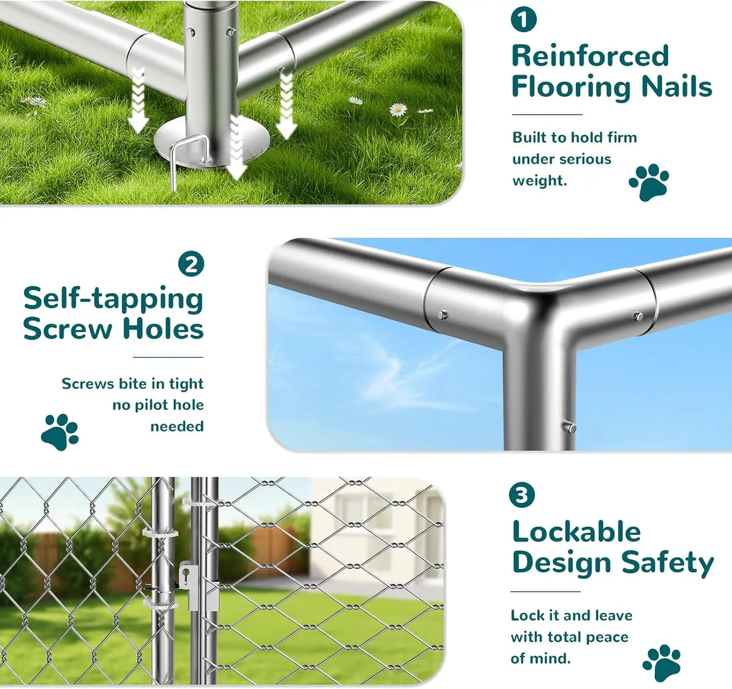 10'x10' Large Outdoor Dog Kennel Outside for Large Dogs, Heavy Duty Dog Enclosure with Wire Mesh