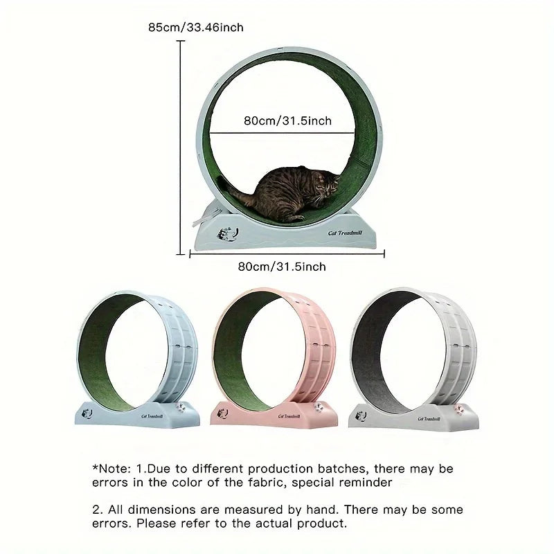 1Pc Indoor Assembly, Cat Roller Treadmill,Silent Fitness Cat Running Wheel With Carpeted Runway