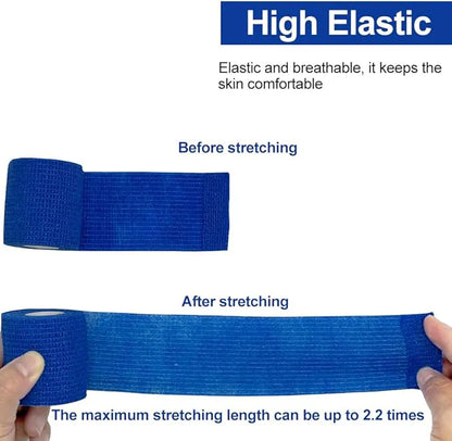 Human & Pet Self-Adherent Bandage - Breathable Elastic Cohesive Wrap for Sports Injuries, Joint Support & Pet Wound Dressing