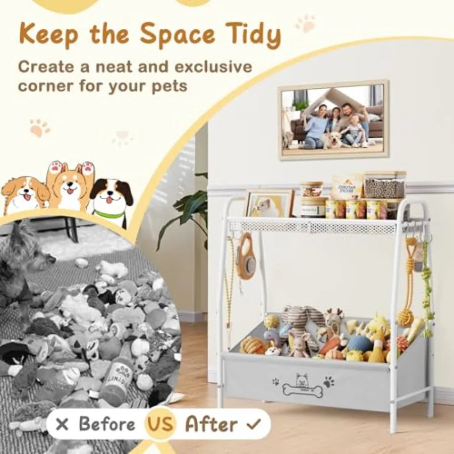 Large Dog Toy Basket 23.6"x11.2"x9.7" Dogs Toy Bin with Storage Organizer Trapezoid Toy Box for Dog Stuff Accessories