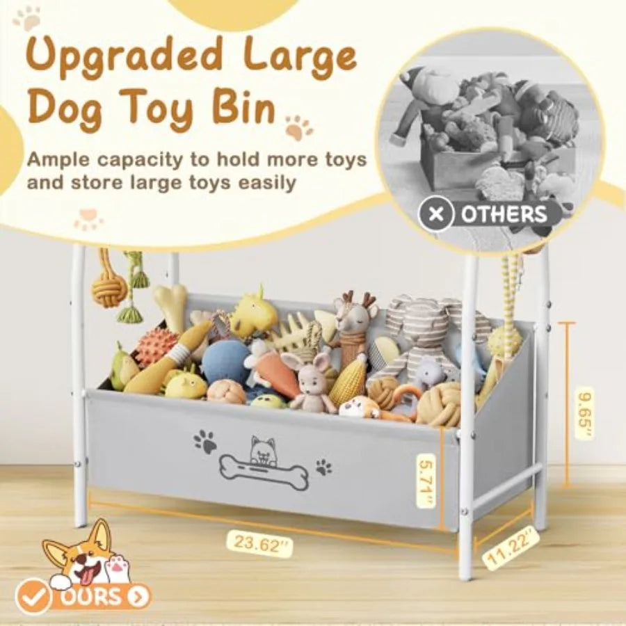 Large Dog Toy Basket 23.6"x11.2"x9.7" Dogs Toy Bin with Storage Organizer Trapezoid Toy Box for Dog Stuff Accessories