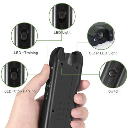 Ultrasonic Anti Barking Device Handheld Automatic Bark Stopper with LED Light Repeller Trainer Battery Powered for All Size Dogs