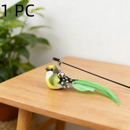 Bird-Shaped Cat Toy Replacement Head 1 PC, Green Plastic Chew-Resistant Accessory, Lightweight Interactive Teaser Toy