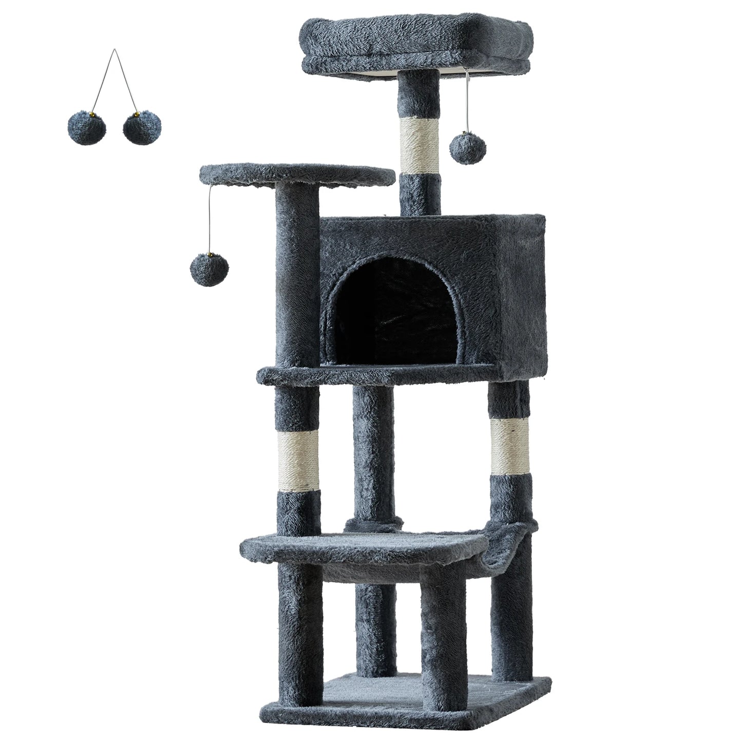 JHK 44In Cat Tree Tall Multi-Cat Climbing Tower, Scratching Posts Stable House for Indoor Cat