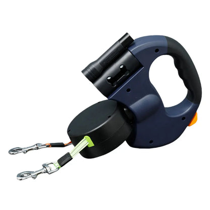 Double Headed Dog Leash Traction Rope with LED Light Retractable Dog Leash for Small Medium Dogs