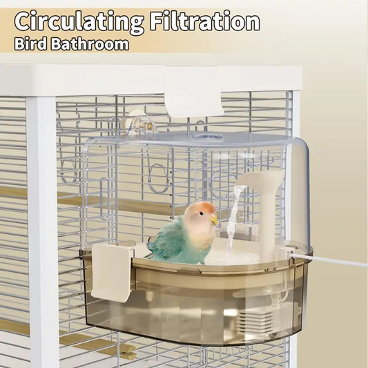 Bird Baths for Cage Indoor Parakeet Bath with Pump, Bird Shower with 2 Modes Running Water,