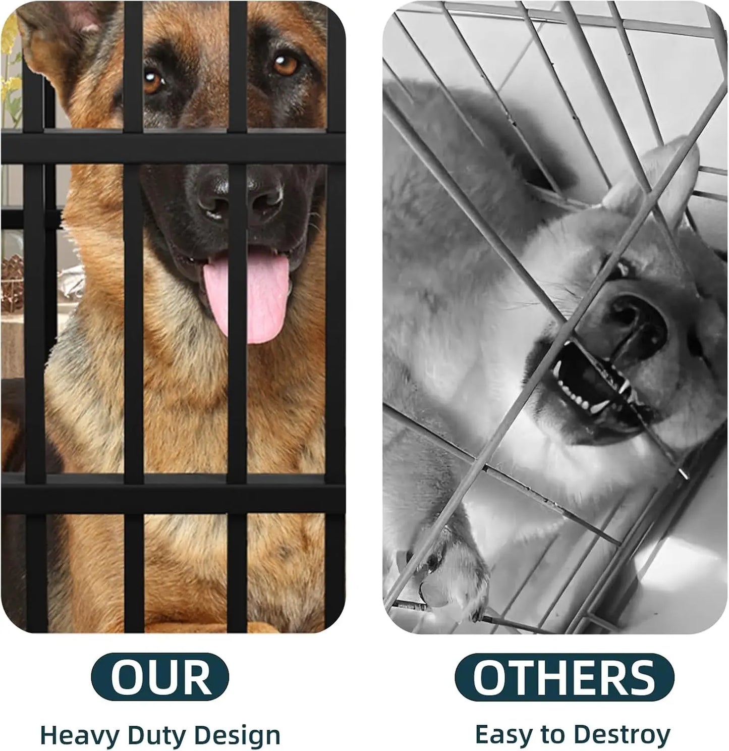 54 Heavy Duty Dog Crate with Mat, Escape Proof Dog Kennel Indoor, High Anxiety Dog Cage with Double