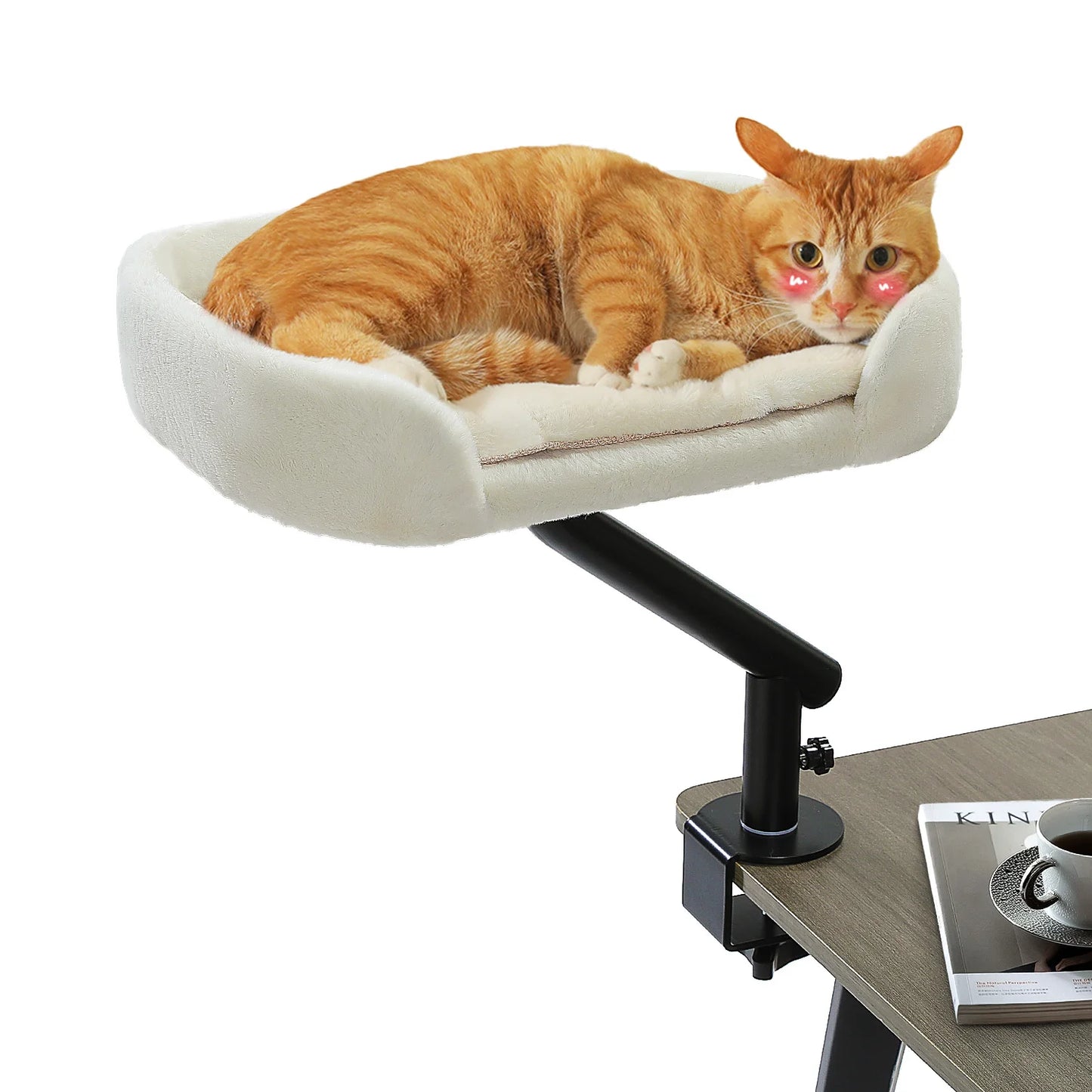 Cat Desk Bed, 360° Rotatable Cat Bed Stand for Indoor Cats, Adjustable Cat Basket, Cats Hammock for Table,