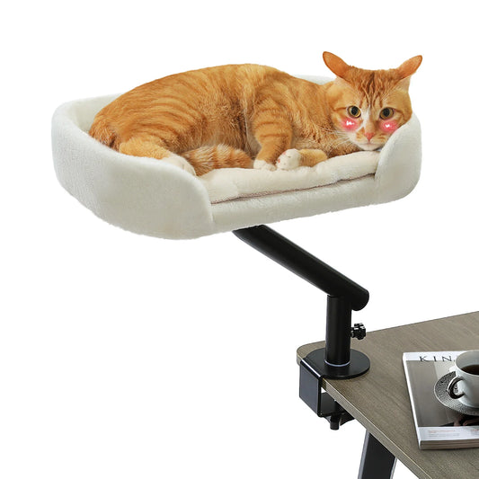 Cat Desk Bed, 360° Rotatable Cat Bed Stand for Indoor Cats, Adjustable Cat Basket, Cats Hammock for Table,