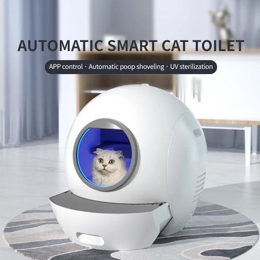 Automatic Cat Litter Box Large WIFI Controlled Cleaning UV Sterilisation Anti-splash Intelligent Luxury Cat Litter Pan
