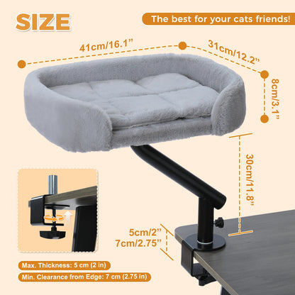 Cat Desk Bed, 360° Rotatable Cat Bed Stand for Indoor Cats, Adjustable Cat Basket, Cats Hammock for Table,