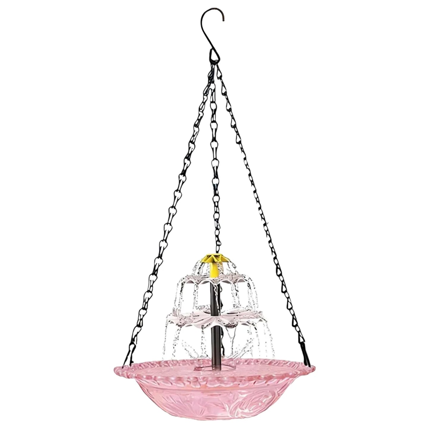 Bird Feeder Hanging Bird Bath with Fountain Outdoor Bird Drinking Tray with Hook for Garden Backyard Yard Patio Wildlife Feeder