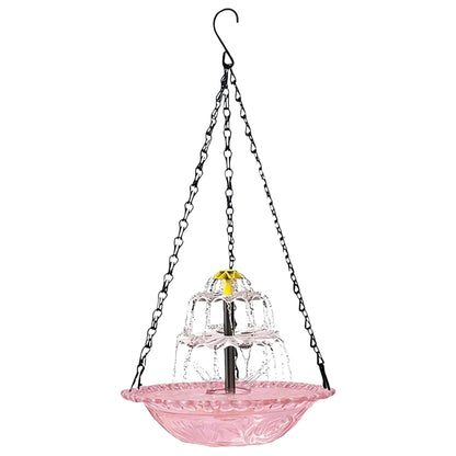 Bird Feeder Hanging Bird Bath with Fountain Outdoor Bird Drinking Tray with Hook for Garden Backyard Yard Patio Wildlife Feeder